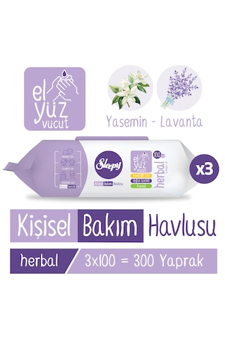 Sleepy Herbal Kişisel Bakım Havlusu 3x100 300 Yaprak 3'lü
