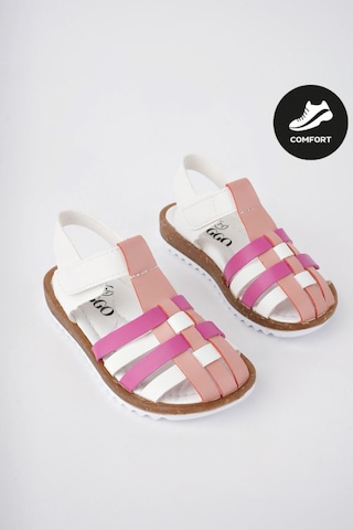 Muggo Rapunzel Garantili Günlük Ortopedik Hafif Taban Cırtlı Kız Çocuk Sandalet Pudra