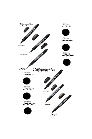 Artline Supreme Kaligrafi Kalemi 1.0 Mm 2.0 Mm 3.0 Mm Siyah 6'lı Set