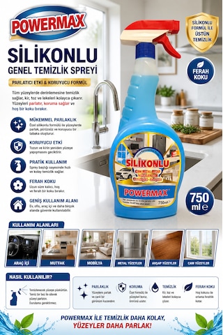 Powermax Silikonlu Yüzey Temizleyici 750 Ml X3 Set Çok Amaçlı Silikonlu Temizlik Ürünü