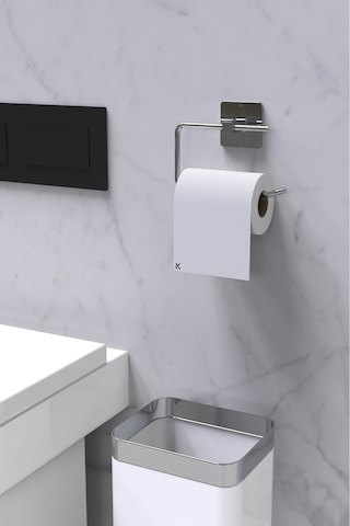 Karteya Yapışkanlı Gümüş Wc Kağıtlık Ve Rulo Havluluk Banyo Mutfak 2'li Set Krom