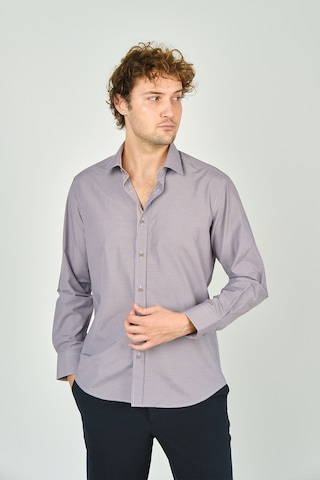 De Leone Erkek Slim Fit Ekoseli Uzun Kollu %100 Pamuk Gömlek 2062 Kahverengi Kahverengi