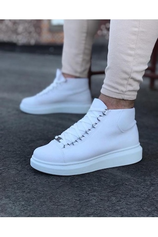 Wg032 Beyaz Bağcıklı Sneakers Yarım Bilek Bot Renklı Çok Renkli