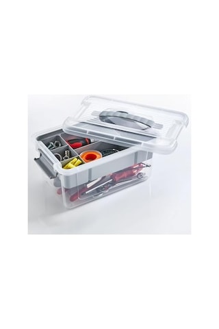 Bölmeli Ve Katlı Plastik Organizer Makyaj Düzenleyici Kilitli Takım Sandığı Organizer Kutu, Taşıma Kulplu Çok Amaçlı Düzenleyici, Katlı Saklama Kutusu Asorti Renk 9 Litre Açık Ahşap