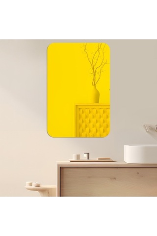 Novahub 4 Adet 42cm Yuvarlak Köşe Akrilik Ayna, Gümüş, Stereo Duvar Stickerları Dikdörtgen Model Diğer