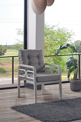 Rio Rattan Bahçe Balkon Oturma Takımı 2+1+1+camlı Masa Kemik Rengi Kemik