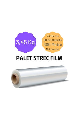 Palet Streç Film 23 Mikron 50 Cm X 300 Metre 3.45 Kg 1 Adet