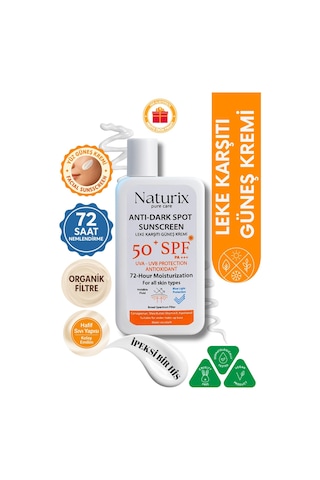 Leke Karşıtı Güneş Kremi Spf 50+ Pa+++ Uva-uvb Koruma 72 Saat Nemlendirme Water Resistant - 50ml