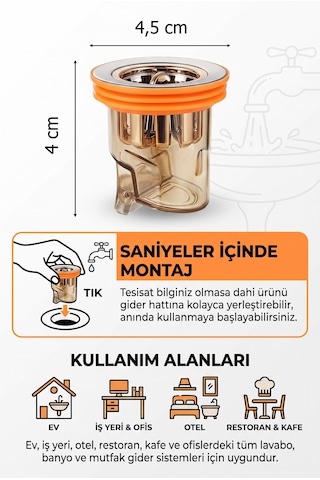 Çekvalfli Gider Adaptörü Koku Geri Akış Önleyici Silikon Lavabo Banyo Mutfak Gider Tapası