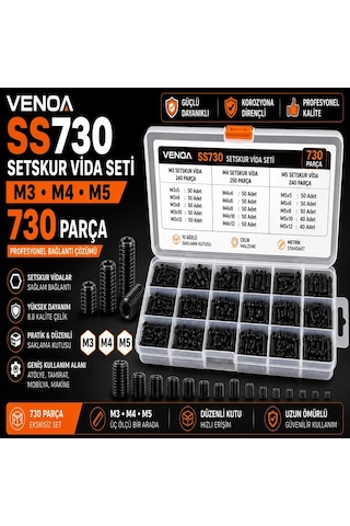 Venoa Ss730 Setskur Vida Seti M3, M4, M5 Çantalı 730 Parça Diğer