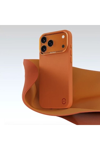 İphone 17 Pro Max Uyumlu Kılıf M-safe Şarj Özellikli Polimerik Deri Urban Nano Kapak Turuncu Turuncu