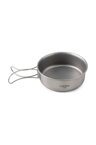 Açık Kamp Yürüyüş Pikniği İçin Katlanabilir Kulplu Ultralight Titanyum Yemek Kasesi Tavası 1pcs S Gri