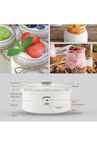 VZN KA4010 20 W 1.5 L 7 Kavanozlu Profesyonel Yoğurt Makinesi