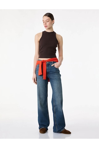 Koton Straight Fit Mavi Kadın Jean Pantolon 6sal40095md Mavi