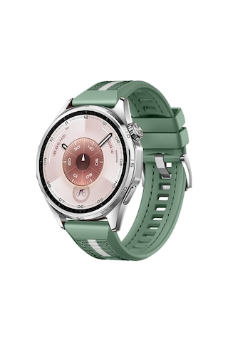 Huawei Watch Gt6 46mm İle Uyumlu Sportstripe Örgü Desen Metal Tokalı Silikon Akıllı Saat Kordonu