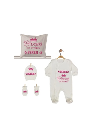 Pia Baby Gl 1906-04 İsme Özel Yastık Tulum Set Pembe