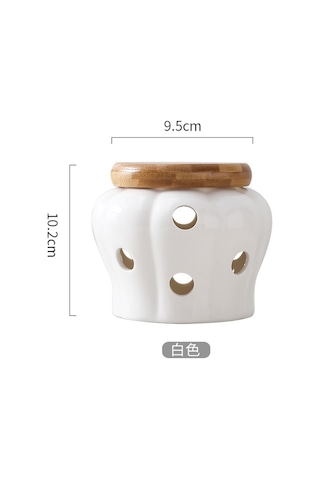 Vkemall Seramik Havalandırmalı Sarımsak Ve Zencefil Saklama Kabı - Mutfak Düzenleyici Diğer