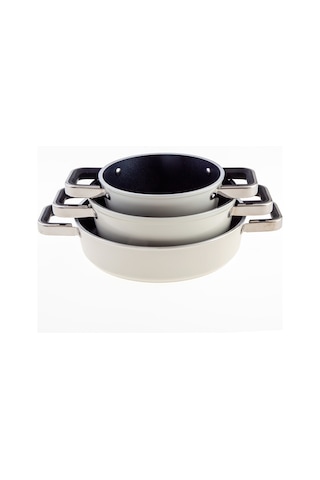 Jumbo Almond Cream 7 Parça Granit Tencere Seti Krem