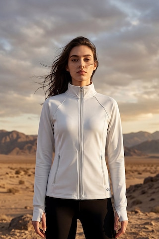 Tommy Life Beyaz Fermuarlı Dik Yaka Basic Rahat Form Kadın Koşu Ceketi - 97310 Beyaz