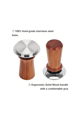 Motion003 58 Mm 51 53 58mm Espresso El Tampu Kalibreli Spring Yüklü Kahve Tampu Paslanmaz Çelik Dalga Tabanı 13 61kg Ahşap Sapak Barista Sınıfı Ahşap