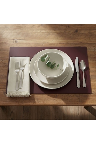 4+1 Adet Deri Amerikan Servis+runner Set 4 Amerikan Servis -1 Runner Bordo