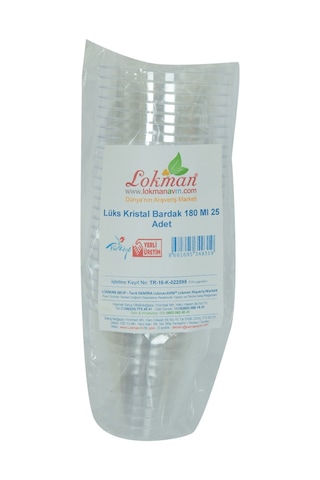 Lokman Avm Lüks Kristal Bardak Sert Plastik Çay Kahve Su Otomat Bardağı 180 ML 25'li 1 Paket