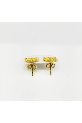 Oriental Kuyumculuk Jewellery Gold Altın Rengi Kar Tanesi Gümüş Küpe Gold