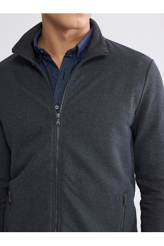 Lcwaıkıkı Classic Antrasit Standart Kalıp Dik Yaka Erkek Fermuarlı Sweatshirt