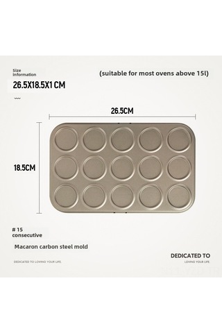 Yuntech01 Ev Fırıncıları İçin 15'li Altın Kaplama Pasta Kalıbı - Makaron, Kek, Kakao Gevrekleri İçin Anti Yapışkan, Dayanıklı, Pratik Kullanim Diğer