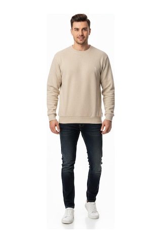 Baglan Erkek Büyük Beden Sıfır Yaka Selanik Sweatshirt Bgl-st04871 Taş