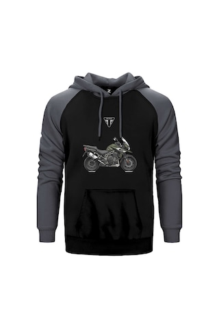 Triumph Tiger Explorer Gri Renk Reglan Kol Kapşonlu Sweatshirt Gri