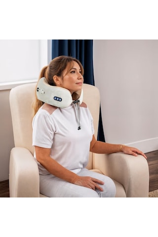 Global Relax Tenzo Mını Servikal Masaj Yastığı 6 Masaj Modu Ergonomik Tasarımlı Yastık Taşınabilir Ve Bağımsız Ağrıyan Kasları Rahatlatır Ve Rahatlatır