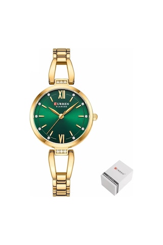 Curren 9092 Quartz Kadin Kol Saati Orjinal Kutusunda -yeşil Renk Kadran Gold