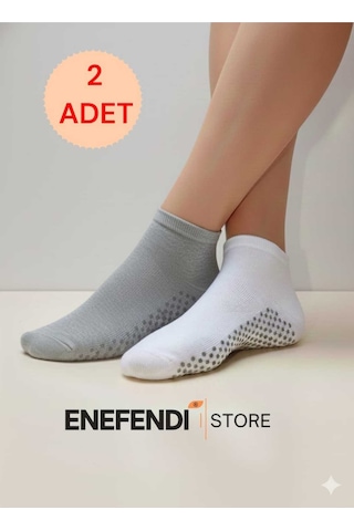Nf Nd Enefendi 2 Çift Kaydırmaz Unisex Yoga, Pilates, Tavaf Çorabı Spor Patik Çorap Beyaz Gri 36-40 Beyaz - Gri