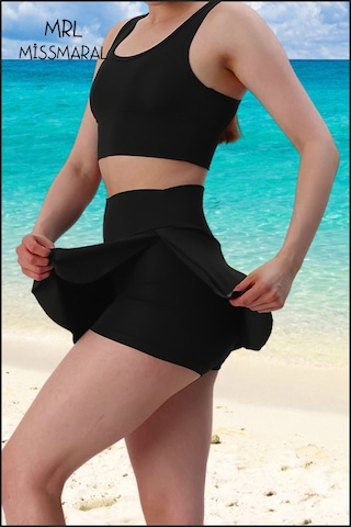 Mini Şort Etek Görünümü Etek Içi Şortlu Cepli Spor Tasarım Tenis Deniz Havuz Fitness Siyah1107 Siyah