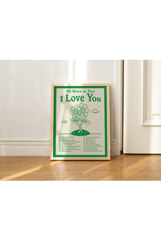 Seni Seviyorum Duvarı, Olumlu Olumlamalar, Yeşil, Retro Duvar Dekoru