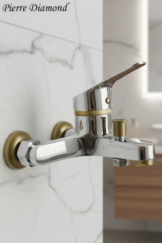 56623 Banyo Bataryası Duş Musluğu Musluk Armatür Siyah Beyaz Krom Gold Altın - Krom