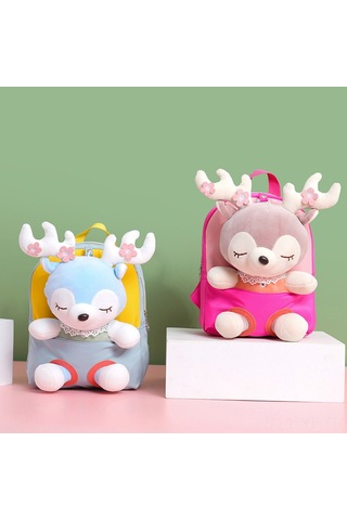 Yifomall Küçük Çocuklar İçin Pembe Geyik Desenli Yumuşak Kumaş Okul Çanta, Hafif Ve Şık Çift Askılı Çocuk Çantası