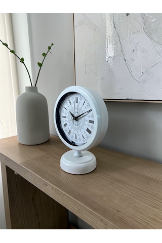 Büro Ev Ofis Hediyesi İçin 20x25cm Beyaz Elisse Mandala Desenli Masa Saati Diğer