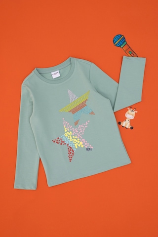U.S. Polo Assn. Kız Çocuk Su Yeşili Bisiklet Yaka Sweatshirt 50298180-VR048