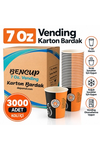 7 Oz Karton Bardak 3000 Adet Otomat Bardağı Çay Kahve Bardağı