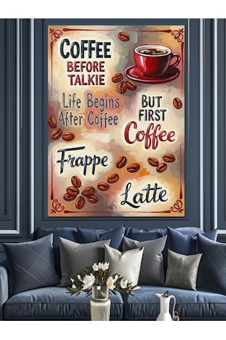 Ahşap Tablo Kahve Zamanı Yazılı Poster