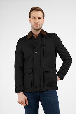 İmza Siyah Kadife Polo Yaka Düz Yırtmaçsız Tam Astar Slim Fit Casual Mont