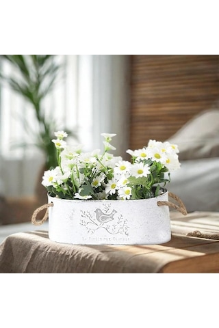 Pazly Vazo Suntek Saksuk Rustik Metal Çiçek Kovası Demir 24x13x9cm