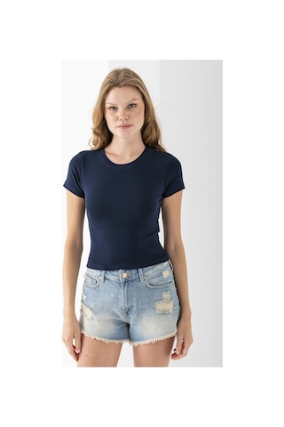 Giysa Kadın Bisiklet Yaka Pamuklu Basic Body Lacivert - 25873 Lacivert
