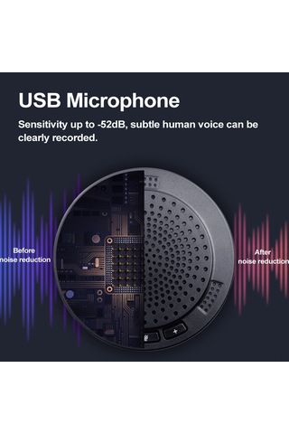 Jeemson Usb Tüm Yönlü Mikrofon - Konferans, Oyun Ve Canlı Yayın İçin Gürültü Azaltıcı, Tek Tuşlu Sessiz Mod, Plug & Play