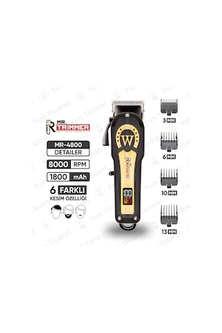 Mr. Trimmer Mr-4800 Detailer Şarj Göstergeli 6 Kademeli 8000 Rpm 1800 Mah Saç Sakal Erkek Bakım Tıraş Makinesi 3 Saat