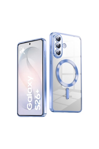 Samsung Galaxy S26 Plus Uyumlu Kılıf Kamera Lens Koruyuculu Magsafe Özellikli Telefon Kılıfı Kapak Sierra Mavi