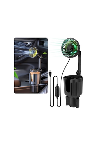 Araba Fan, Renkli Işıklu Araba Fan Kupası Tutucu, Usb Aracı Soğutma Hava Fan