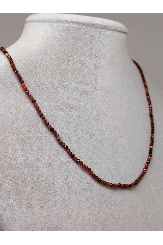 Lal (Garnet – Granat ) Taşı 2mm Kolye (Sabit Klipsli) (41260) Altın